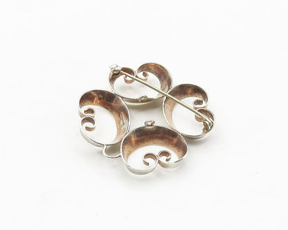 925 Sterling Silver  Vintage Shiny Pretzel Swirl Smooth Brooch Pin  BP7245