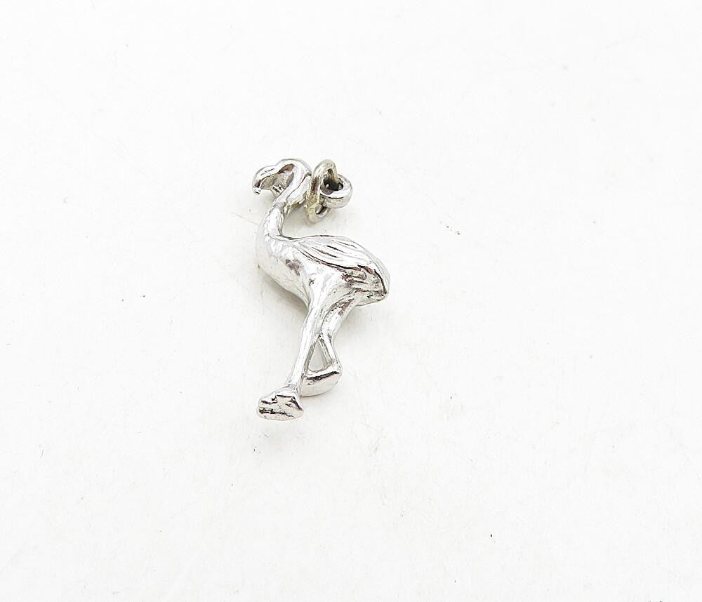 925 Sterling Silver  Vintage Petite Shiny Flamingo Bird Motif Pendant  PT6903