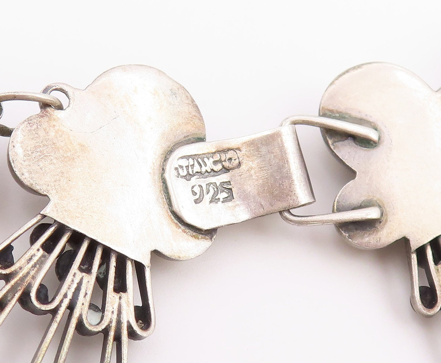 925 Sterling Silver Vintage Necklace TAXCO Doll Motif Statement Chain  NE4886