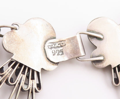 925 Sterling Silver Vintage Necklace TAXCO Doll Motif Statement Chain  NE4886
