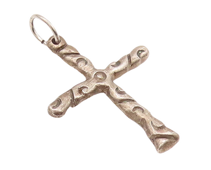 925 Sterling Silver Vintage Pendant Swirly Grooved Religious Cross  PT23332