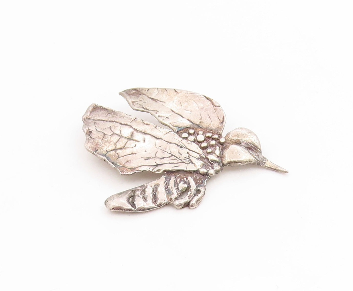 925 Sterling Silver Vintage Pendant Modernist Gothic Moth Motif Charm  PT26171