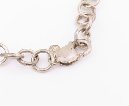 925 Silver  Vintage Hollow Cube Shape Abstract Rolo Chain Necklace  NE3885