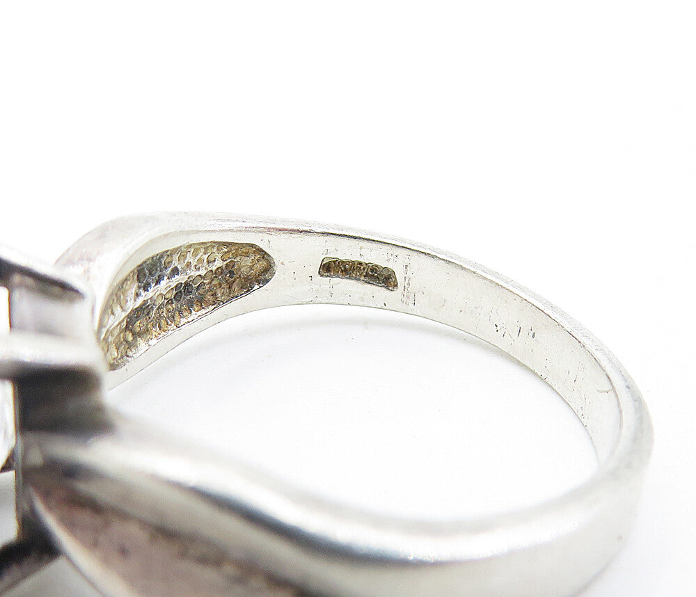 KOREA 925 Sterling Silver  Vintage Cubic Zirconia Solitaire Ring Sz 8.5 RG6409