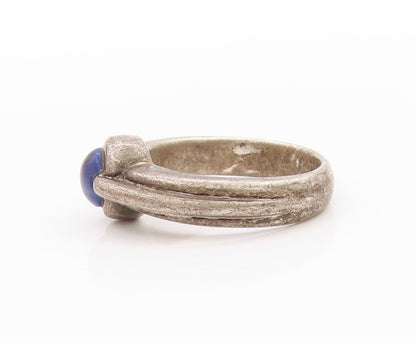 925 Sterling Silver Vintage Ring Antique Cabochon Lapis Lazuli  Sz 7.5  RG33372