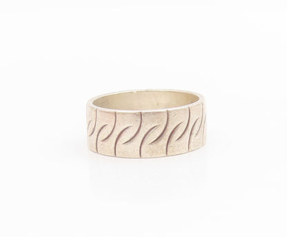 925 Sterling Silver Vintage Ring Modernist Etched Pattern Band  Sz 6  RG34493