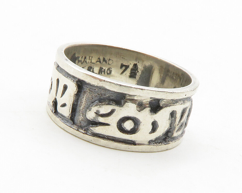 925 Sterling Silver  Vintage Etched Pattern Oxidized Band Ring Sz 7.5  RG13810