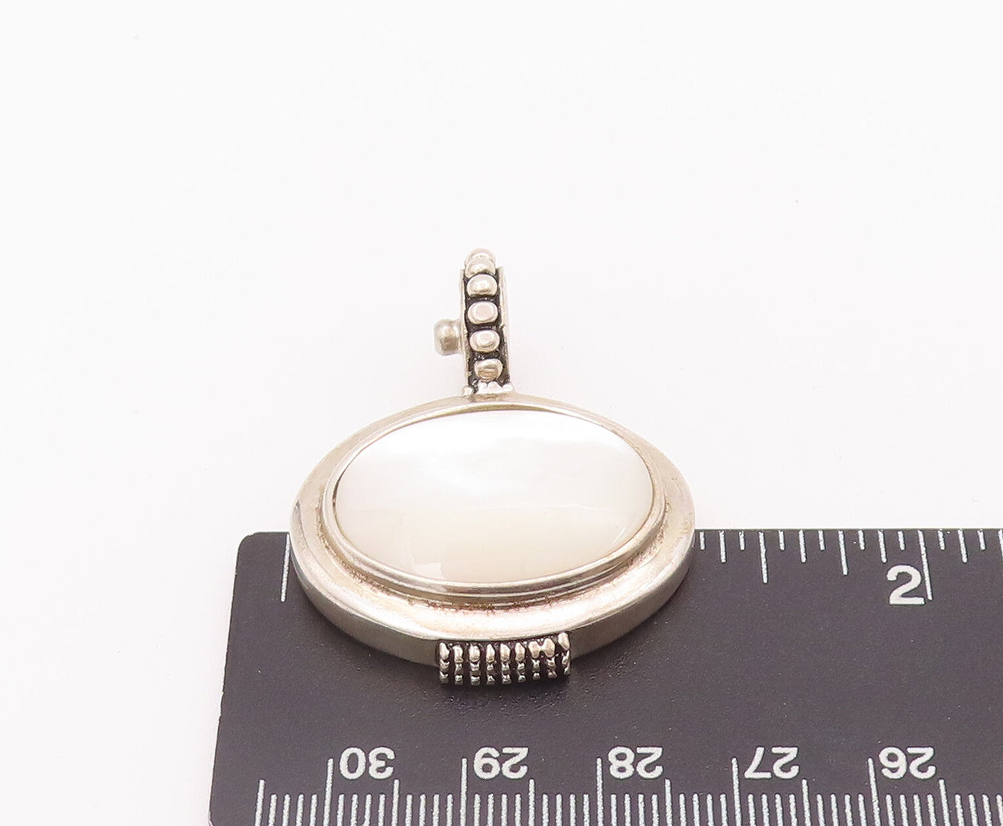 925 Sterling Silver Vintage Pendant ESPO SIG Mother Of Pearl Beaded  PT22789
