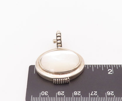 925 Sterling Silver Vintage Pendant ESPO SIG Mother Of Pearl Beaded  PT22789