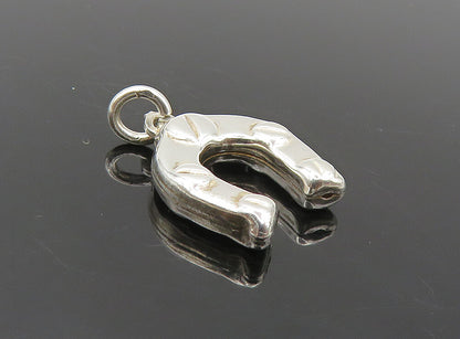 925 Sterling Silver  Vintage Shiny Petite Hollow Horseshoe Drop Pendant PT6836
