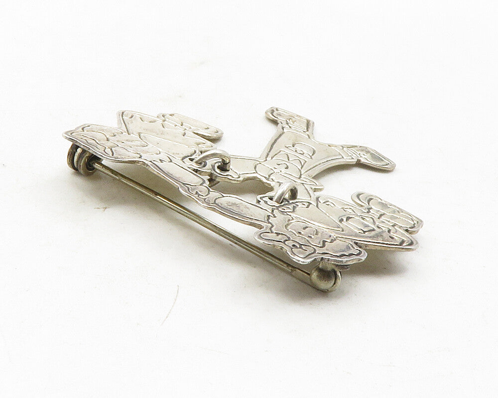 EFS MEXICO 925 Sterling Silver  Vintage Little Children Brooch Pin  BP4638