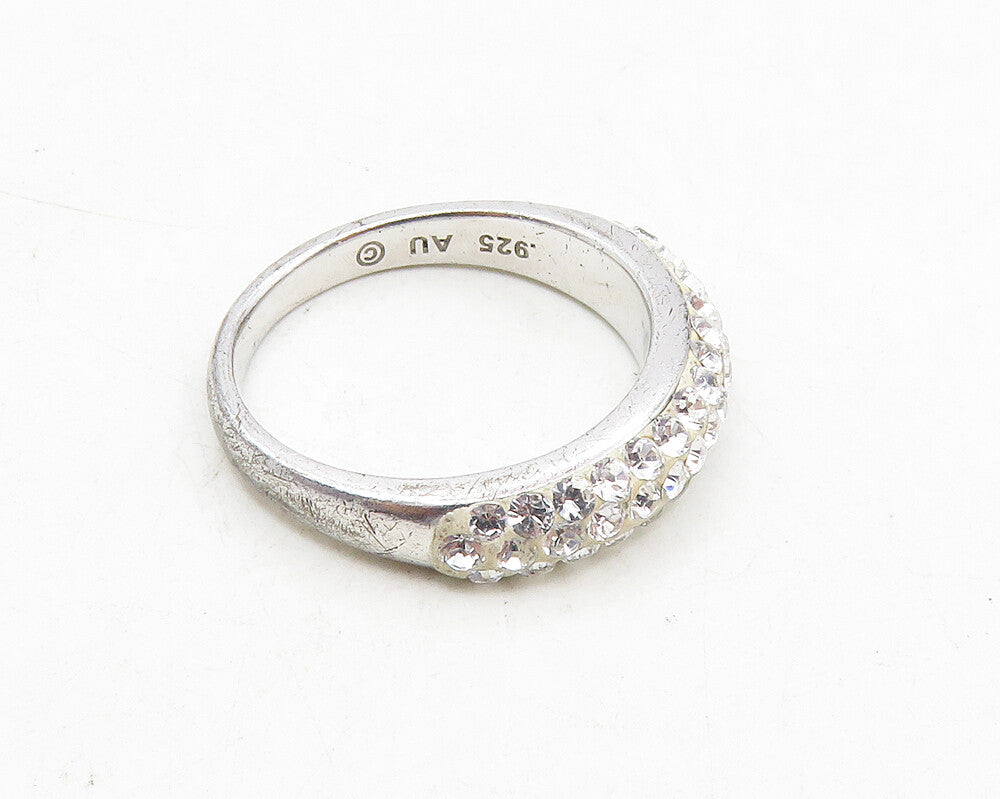 925 Sterling Silver  Sparkling Cubic Zirconia Dome Band Ring Sz 7  RG9835