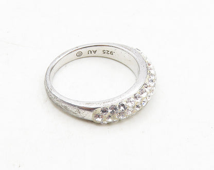 925 Sterling Silver  Sparkling Cubic Zirconia Dome Band Ring Sz 7  RG9835