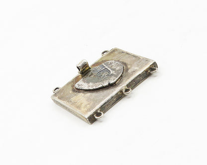 925 Sterling Silver  Vintage Raised Cross Detail Square Necklace Clasp  TR2382