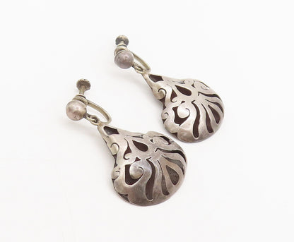 MEXICO 925 Silver  Vintage Antique Swirly Cutout Dangling Earrings  EG12648