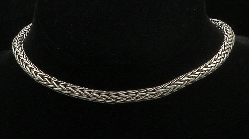 925 Sterling Silver  Vintage Shiny Minimalist Wheat Link Chain Necklace NE2587