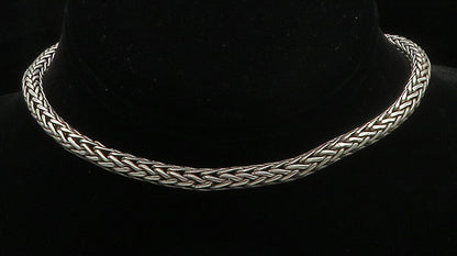 925 Sterling Silver  Vintage Shiny Minimalist Wheat Link Chain Necklace NE2587