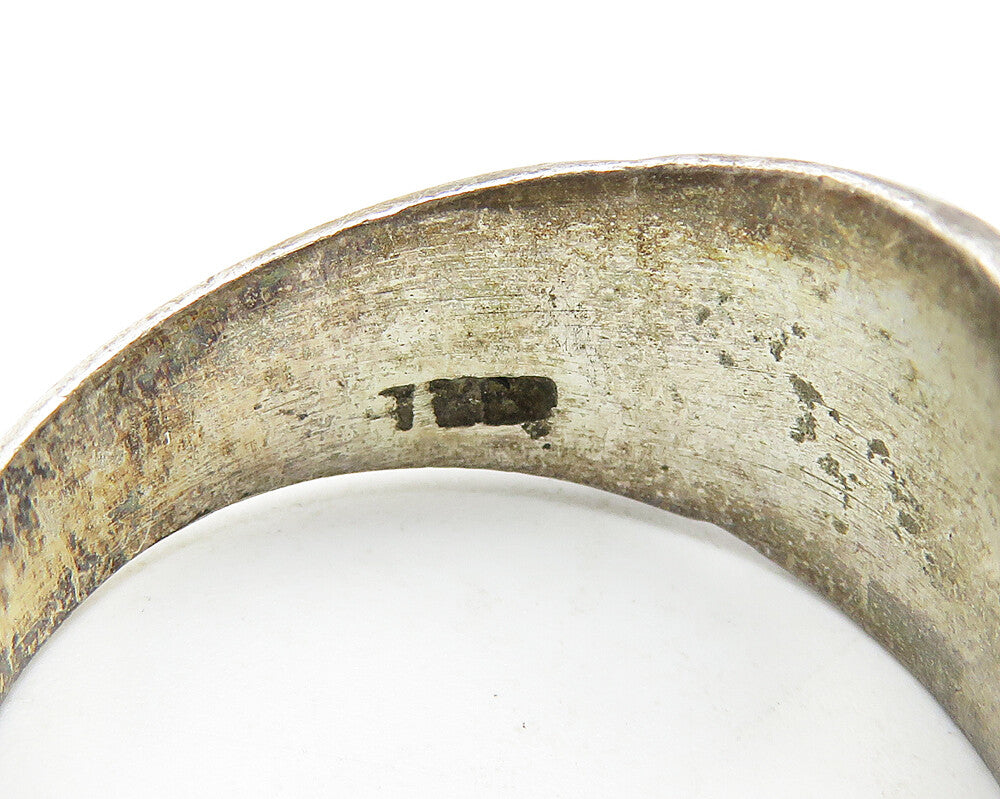 MEXICO 925 Sterling Silver  Vintage Dark Tone Dome Band Ring Sz 9  RG10578
