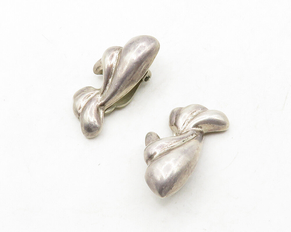 MEXICO 925 Sterling Silver  Vintage Modernist Non Pierce Earrings  EG6649