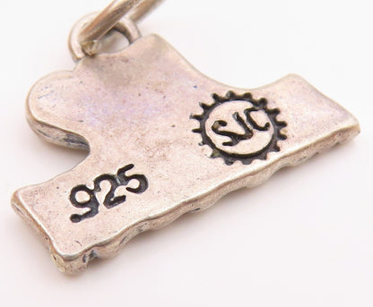 925 Sterling Silver  Vintage Shiny Heart I Love Music Pendant  PT19174
