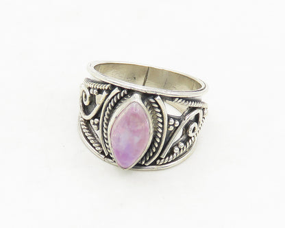 925 Sterling Silver  Vintage Marquise Cut Quartz Swirl Band Ring Sz 6  RG17355