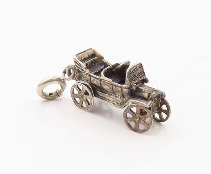 925 Sterling Silver  Vintage Oxidized Old Fashioned Automobile Pendant  PT6983