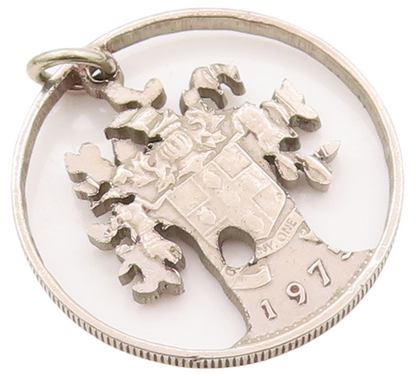 925 Sterling Silver Vintage Pendant Round Framed Solid Cutout Coin Tree  PT23157