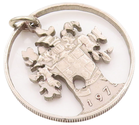 925 Sterling Silver Vintage Pendant Round Framed Solid Cutout Coin Tree  PT23157
