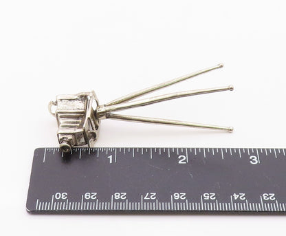 925 Sterling Silver  Vintage Shiny Old Fashioned Camera On Stand  TR2745