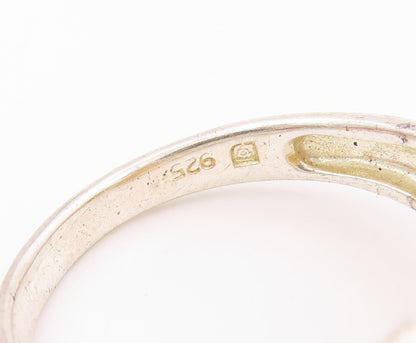 925 Sterling Silver Vintage Ring Designer Diamonds Oval Topaz  Sz 10  RG31930