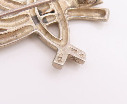 925 Sterling Silver Vintage Brooch Pin Modernist Sculptural Ribbon Loop  BP12159