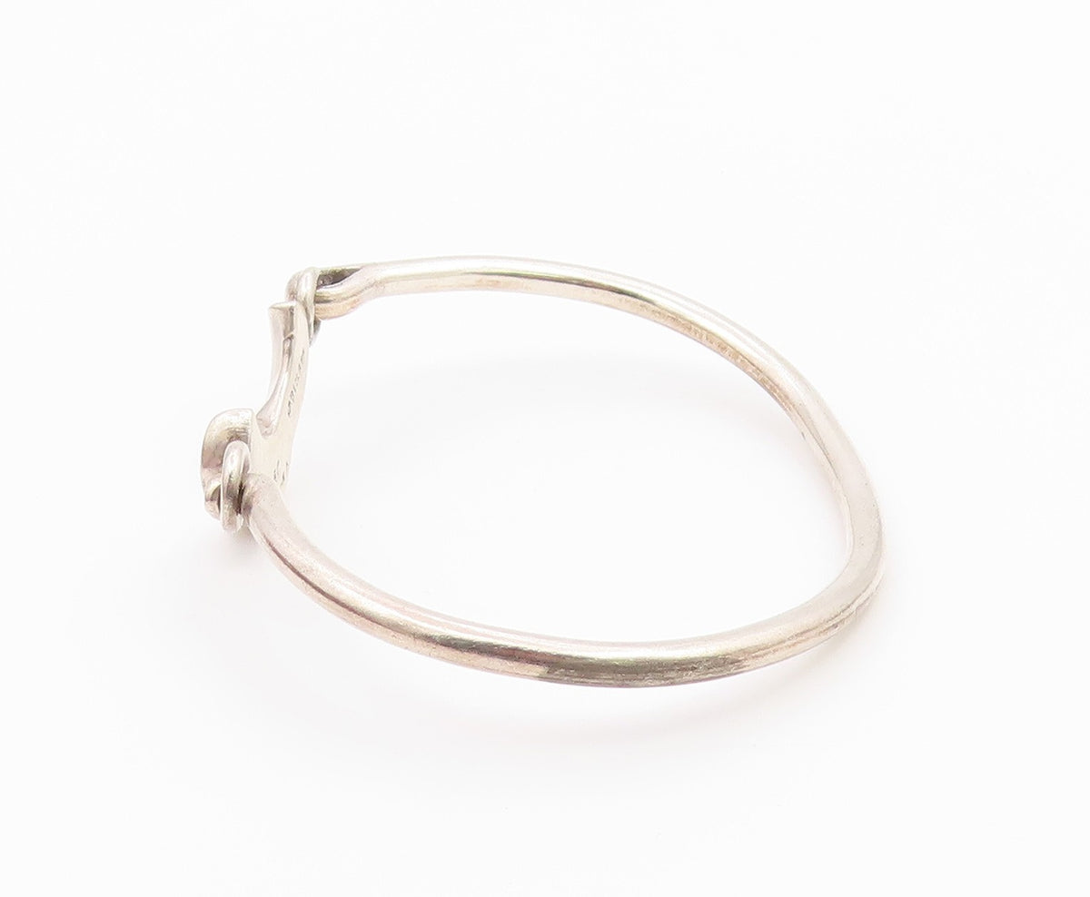 MEXICO 925 Sterling Silver  Vintage Shiny Hook Bangle Bracelet  BT9001