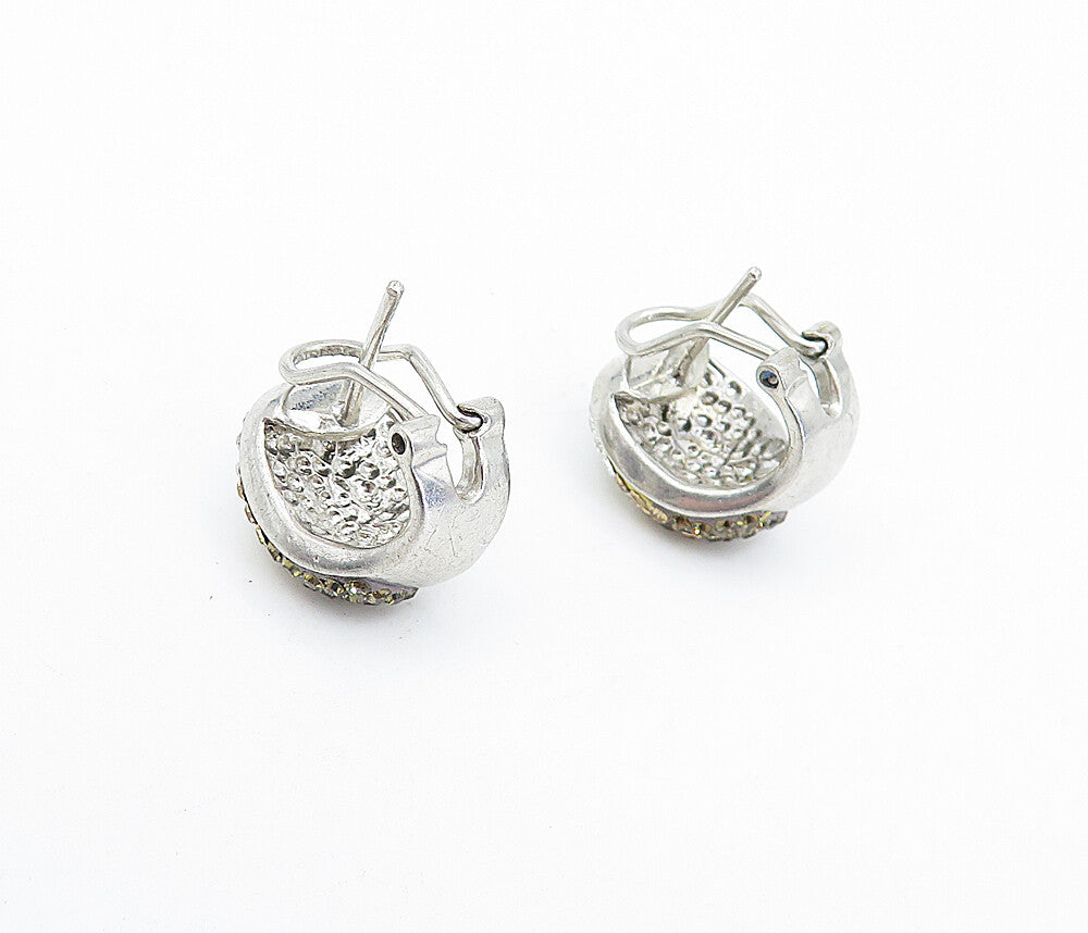 925 Sterling Silver  Vintage Sparkling Crystal Twist Drop Earrings  EG2221