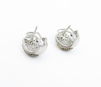 925 Sterling Silver  Vintage Sparkling Crystal Twist Drop Earrings  EG2221