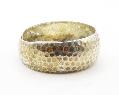 925 Sterling Silver  Vintage Shiny Hammered Round Cuff Bracelet  BT5013