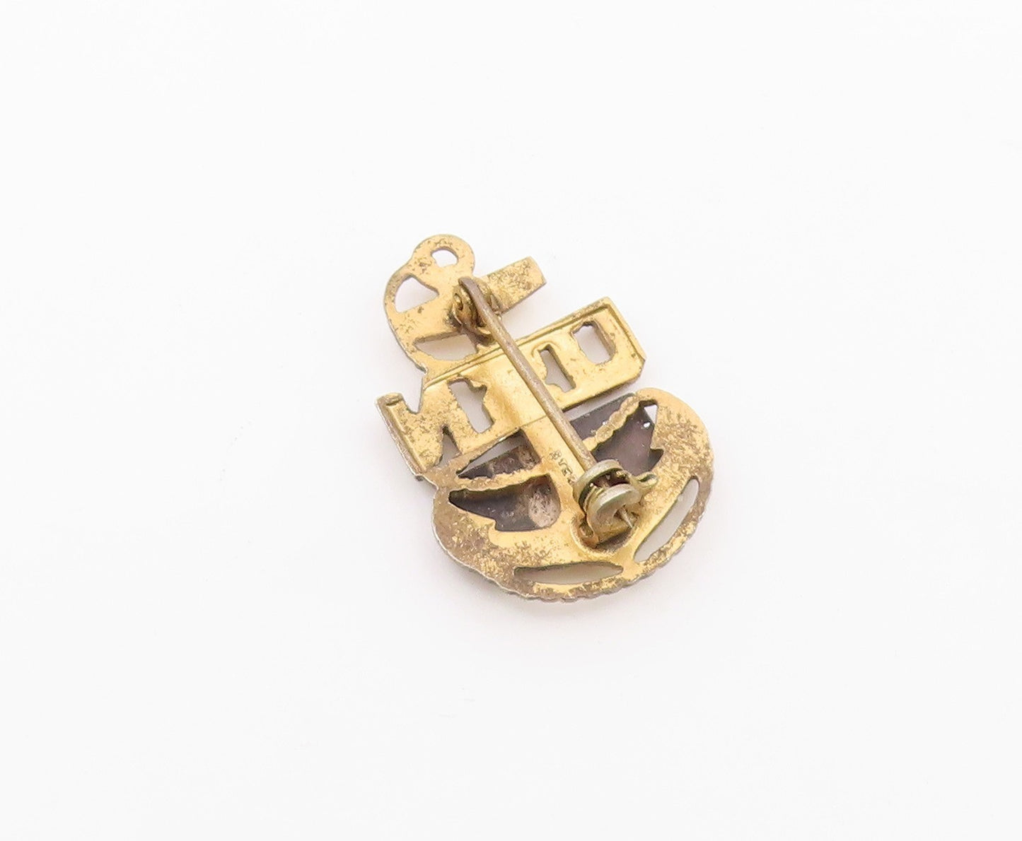 925 Sterling Silver  Vintage Two Tone US Navy Enamel Brooch Pin  BP9345