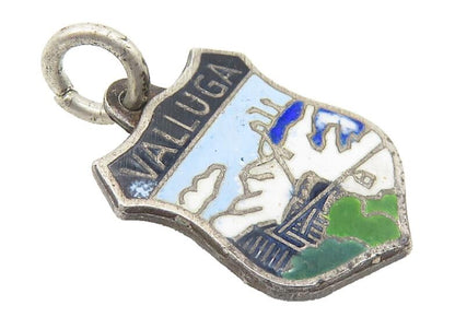925 Sterling Silver  Vintage Enamel Valluga Mountain Austria Pendant  PT8512