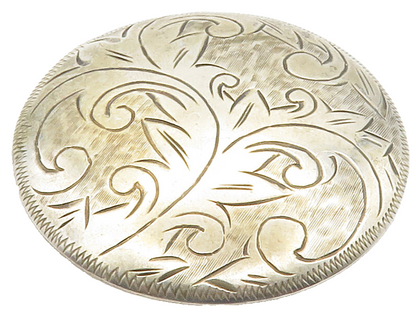 SIAM 925 Sterling Silver  Vintage Floral Vine Etched Round Brooch Pin  BP5920