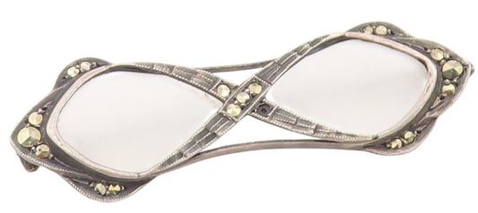 925 Sterling Silver Vintage Brooch Pin Marcasite Antique Infinite Loop  BP12195