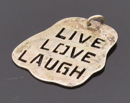 925 Sterling Silver  Vintage Stancil Cutout Live Love Laugh Pendant  PT22032