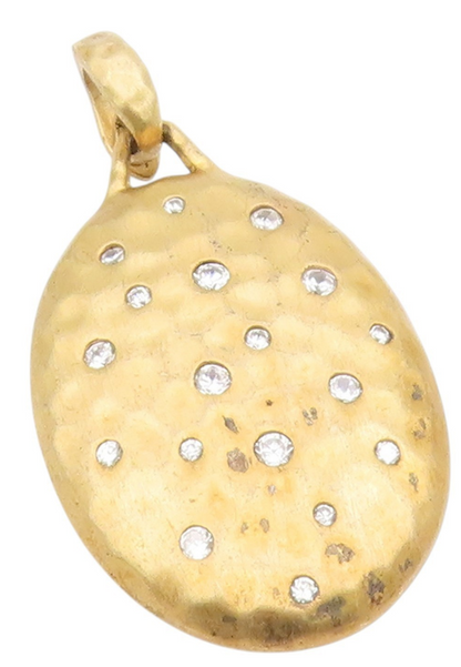 925 Sterling Silver Vintage Pendant Gold Plated Round CZ Inset Medal  PT25553