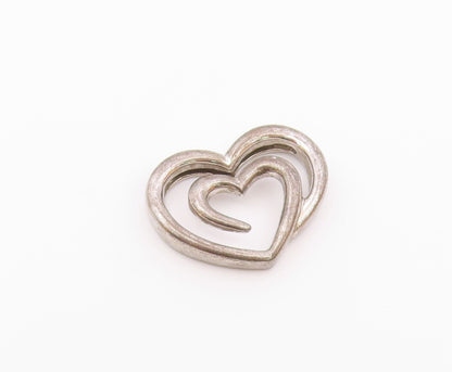 925 Sterling Silver  Vintage Dark Tone Open Love Heart Smooth Pendant  PT16574