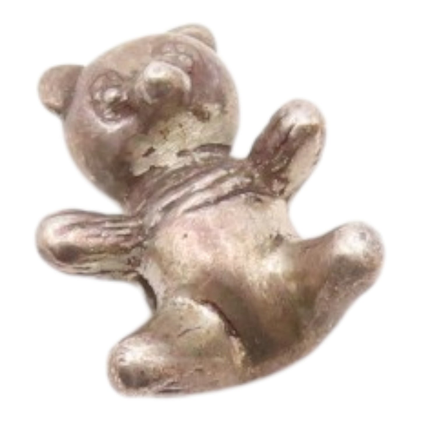 925 Sterling Silver  Vintage Petite Teddy Bear Dark Tone Pendant  PT17501