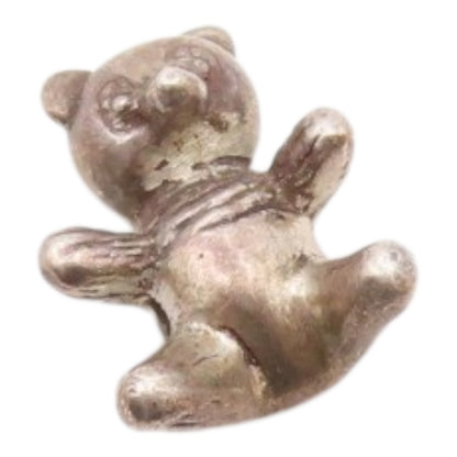 925 Sterling Silver  Vintage Petite Teddy Bear Dark Tone Pendant  PT17501