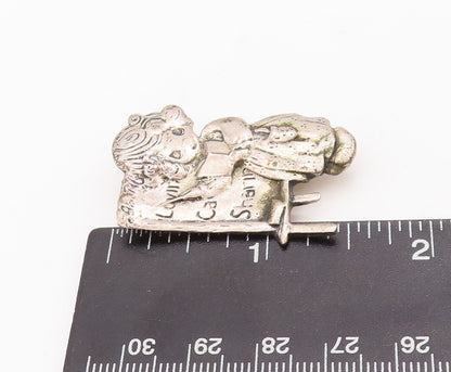925 Sterling Silver Vintage Brooch Pin PMI Girl Teaching Love Care Share BP10961