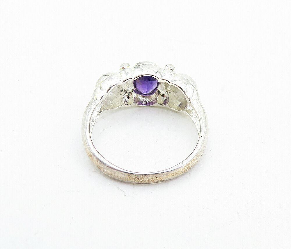 925 Sterling Silver  Vintage Purple Topaz Shiny Solitaire Ring Sz 7  RG5771