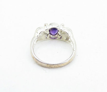 925 Sterling Silver  Vintage Purple Topaz Shiny Solitaire Ring Sz 7  RG5771