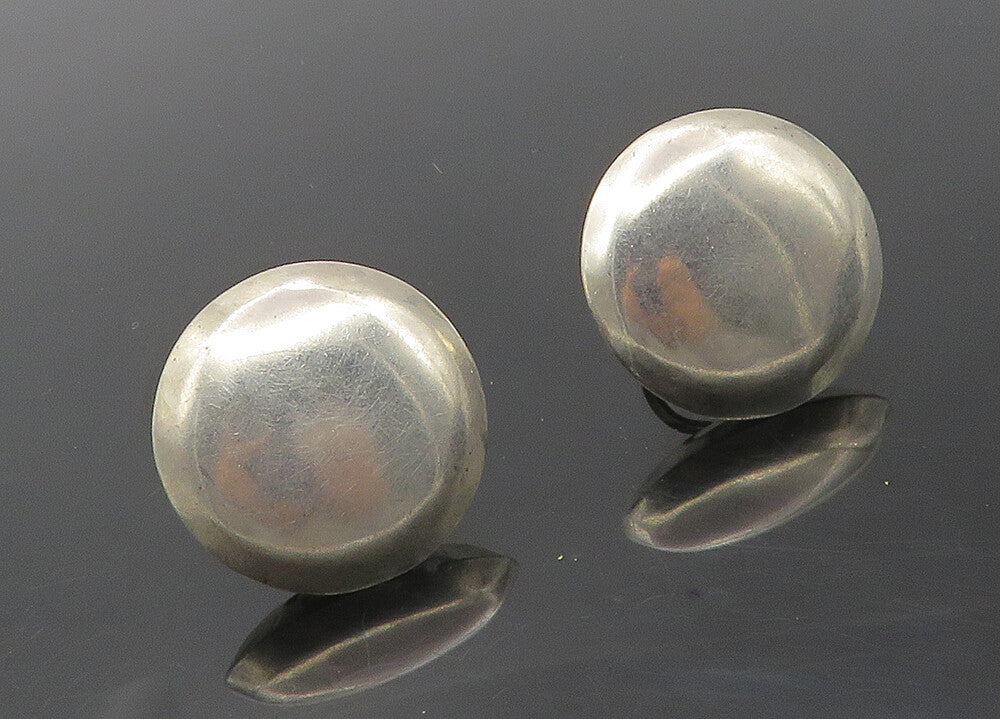 MEXICO 925 Sterling Silver  Vintage Antique Hollow Non Pierce Earrings  EG5135