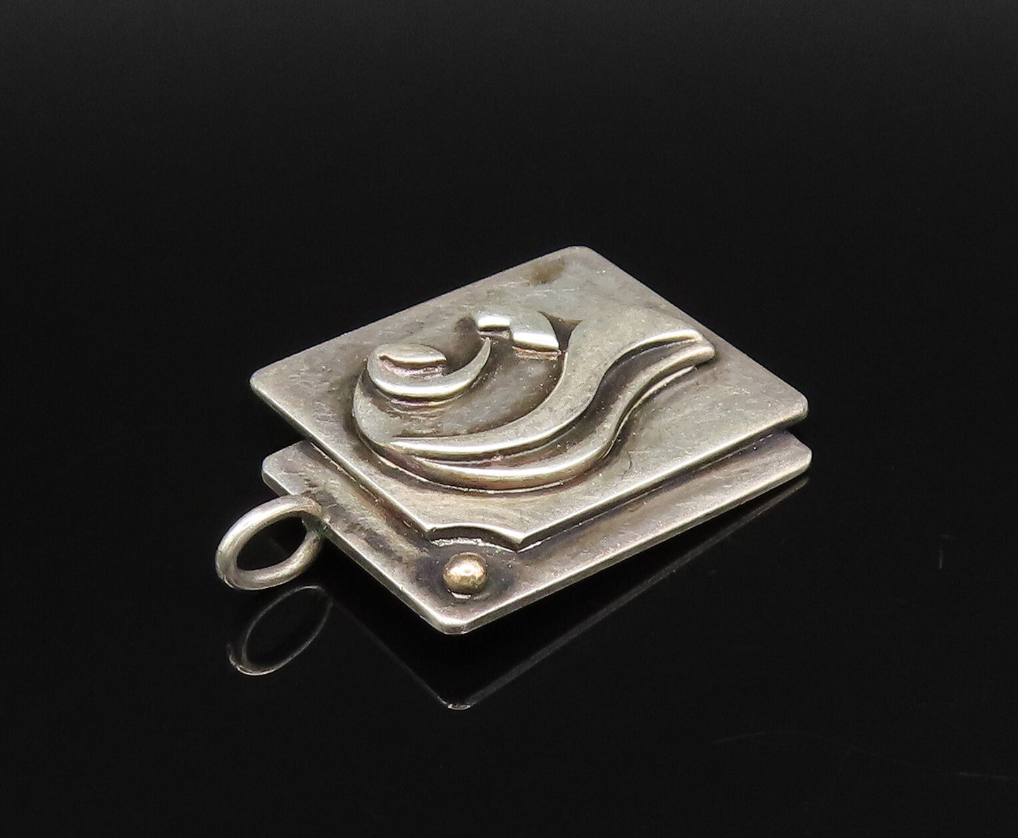 ERWIN PEARL 925 Silver  Vintage Modernist Double Square Figure Pendant PT21821