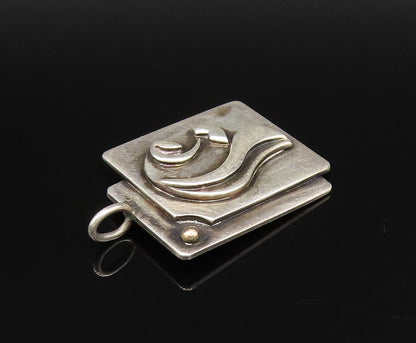 ERWIN PEARL 925 Silver  Vintage Modernist Double Square Figure Pendant PT21821